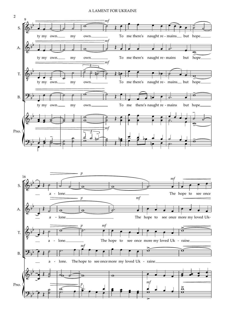 A LAMENT FOR UKRAINE, for SATB a cappella choir 4-Part scores gallery preview page 2