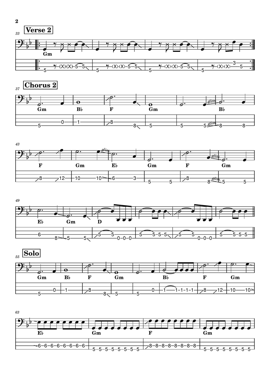 Like A Stone Bass Guitar Tablature scores gallery preview page 2