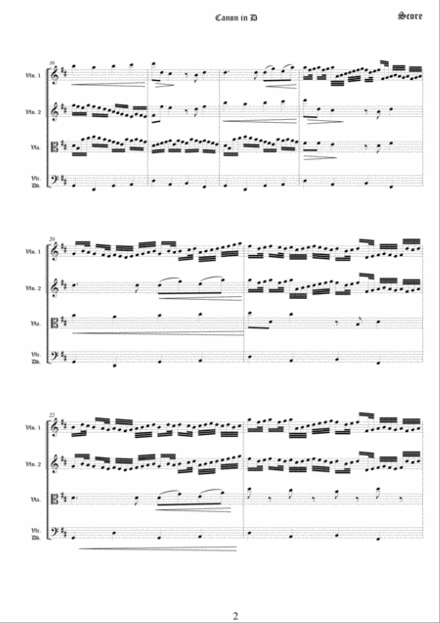 Canon in D - String Quartet or Orchestra version String Quartet scores gallery preview page 3