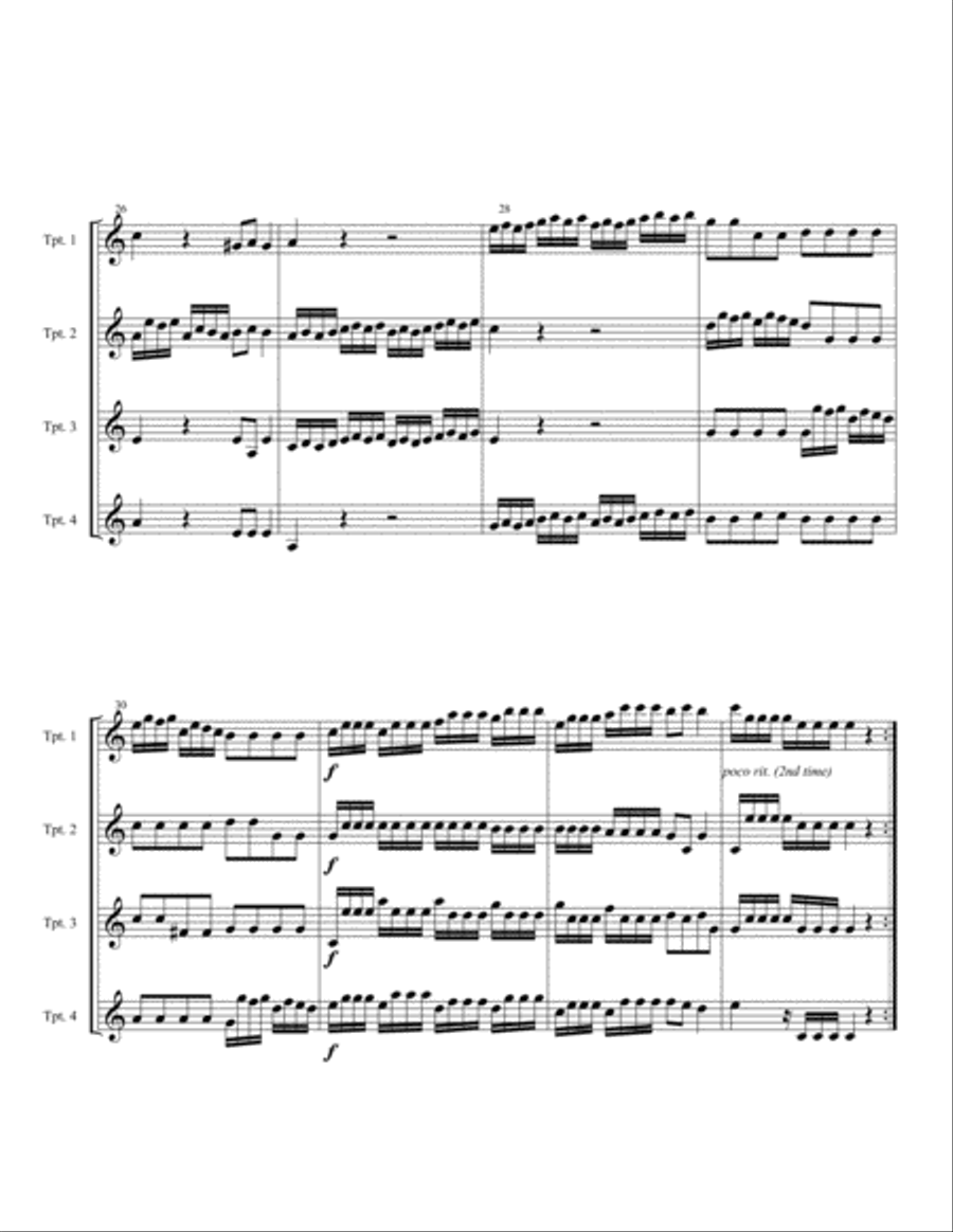 Concerto #2 for Four Trumpets (1st movement) Brass Ensemble scores gallery preview page 4