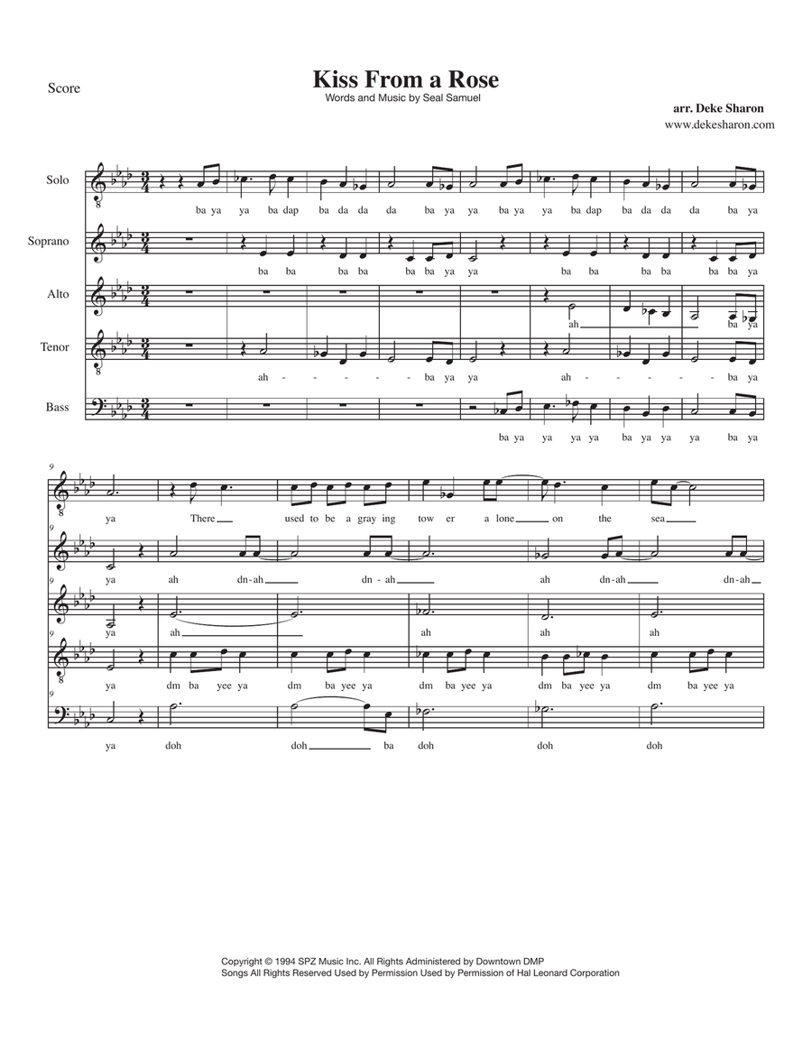 Kiss From A Rose 4-Part scores gallery preview page 1