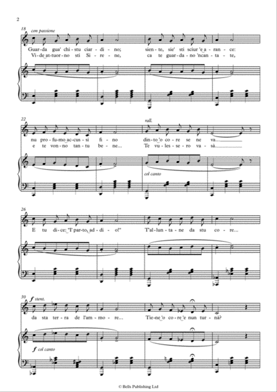 Torna a Surriento (C Major) Voice Solo scores gallery preview page 2