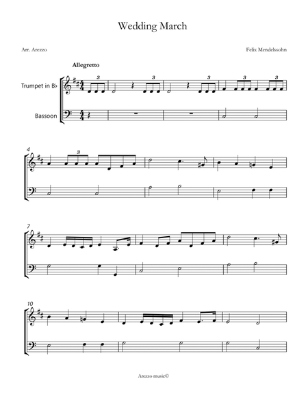 wedding march mendelssohn Trumpet and bassoon sheet music image number null
