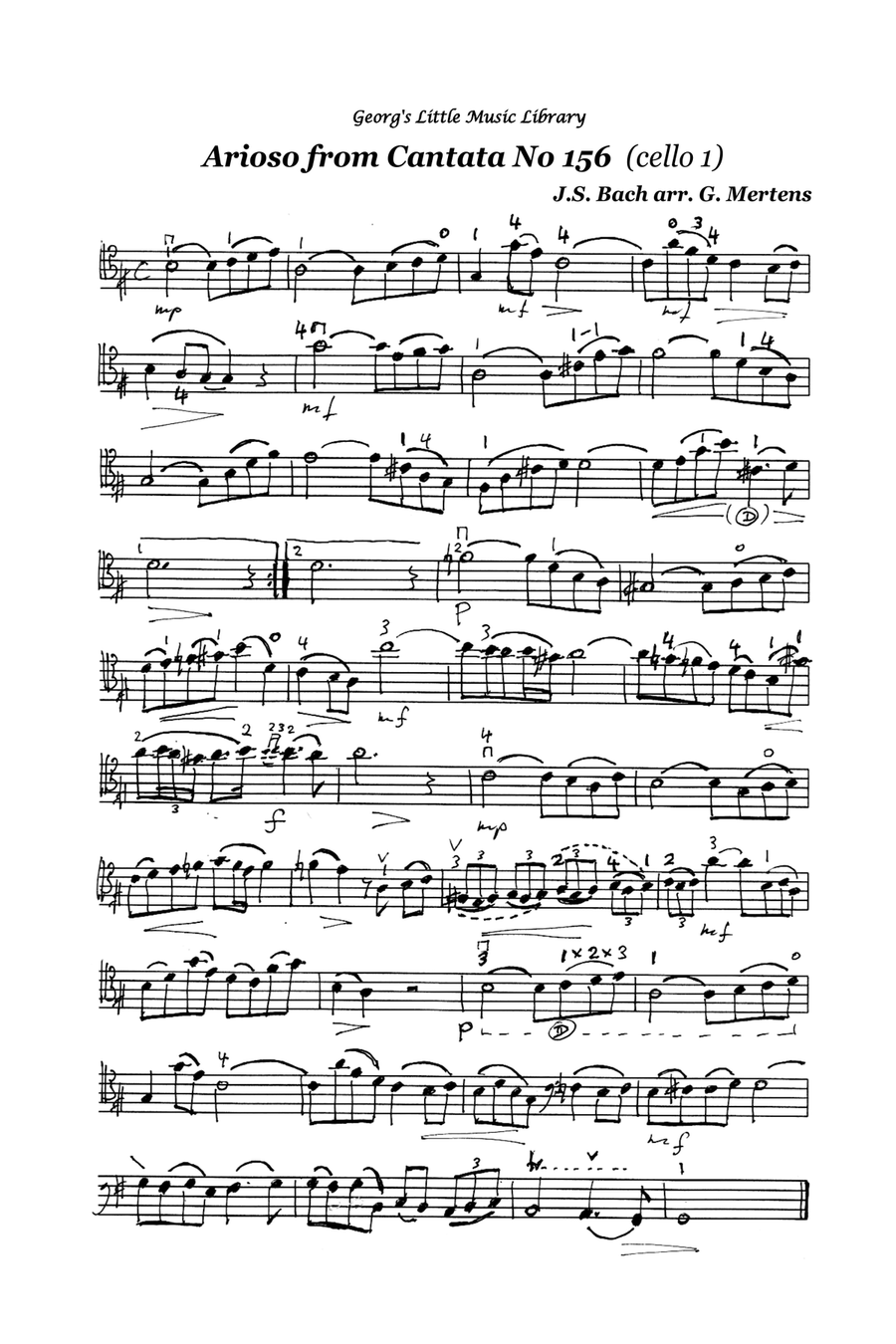 Bach Arioso for cello & guitar / 2 cellos Bach Arioso for cello & guitar / 2 cellos String Duet scores gallery preview page 3