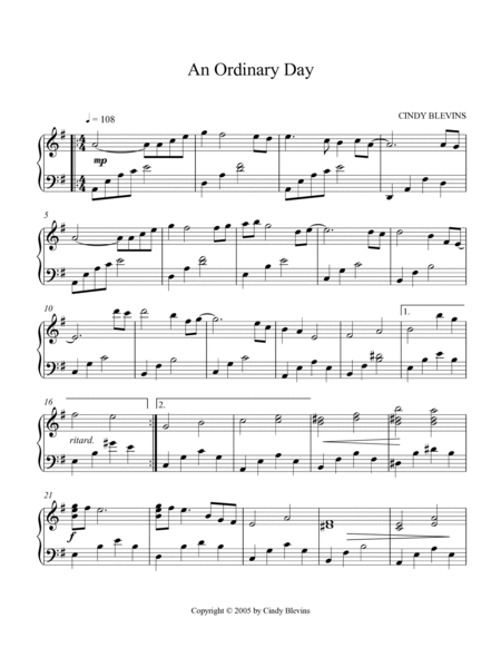 An Ordinary Day, original piano solo image number null