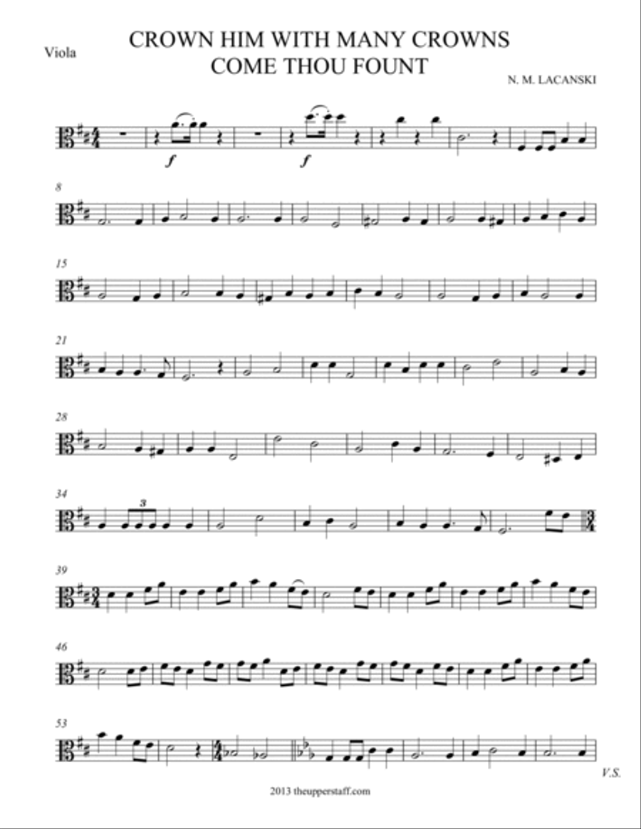 Crown Him With Many Crowns and Come Thou Fount String Quartet scores gallery preview page 5