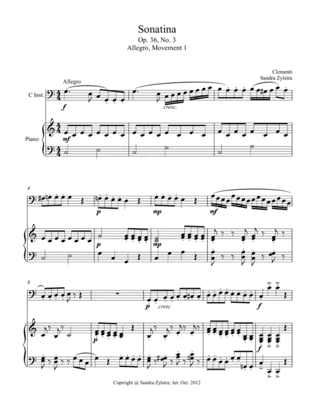 Sonatina-Clementi (Op. 36, No. 3) (bass C instrument solo) image number null
