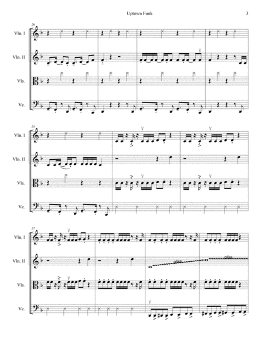 Uptown Funk Uptown Funk String Quartet scores gallery preview page 3