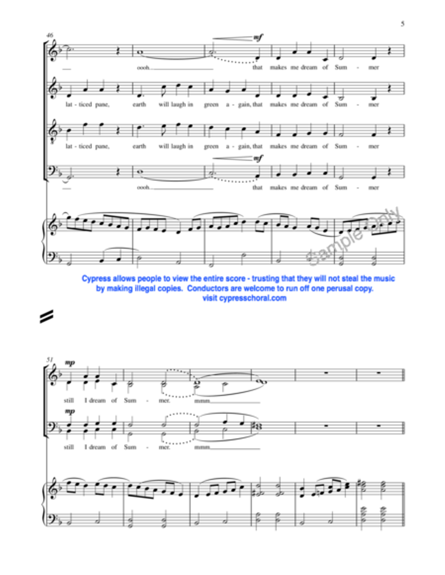 Mid Winter's Dreams 4-Part scores gallery preview page 5