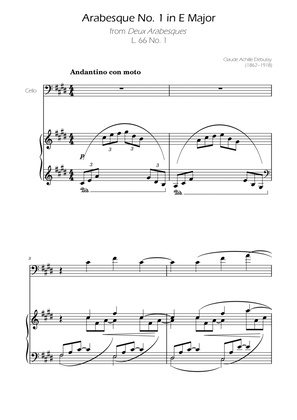 Debussy - Arabesque Nº1 - Cello Solo w/ Piano Accompaniment