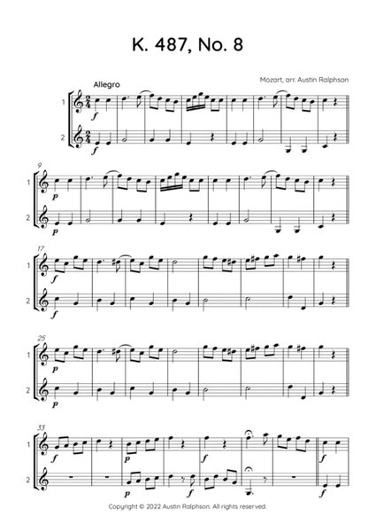 Mozart K. 487 No. 8 - tenor horn duet image number null