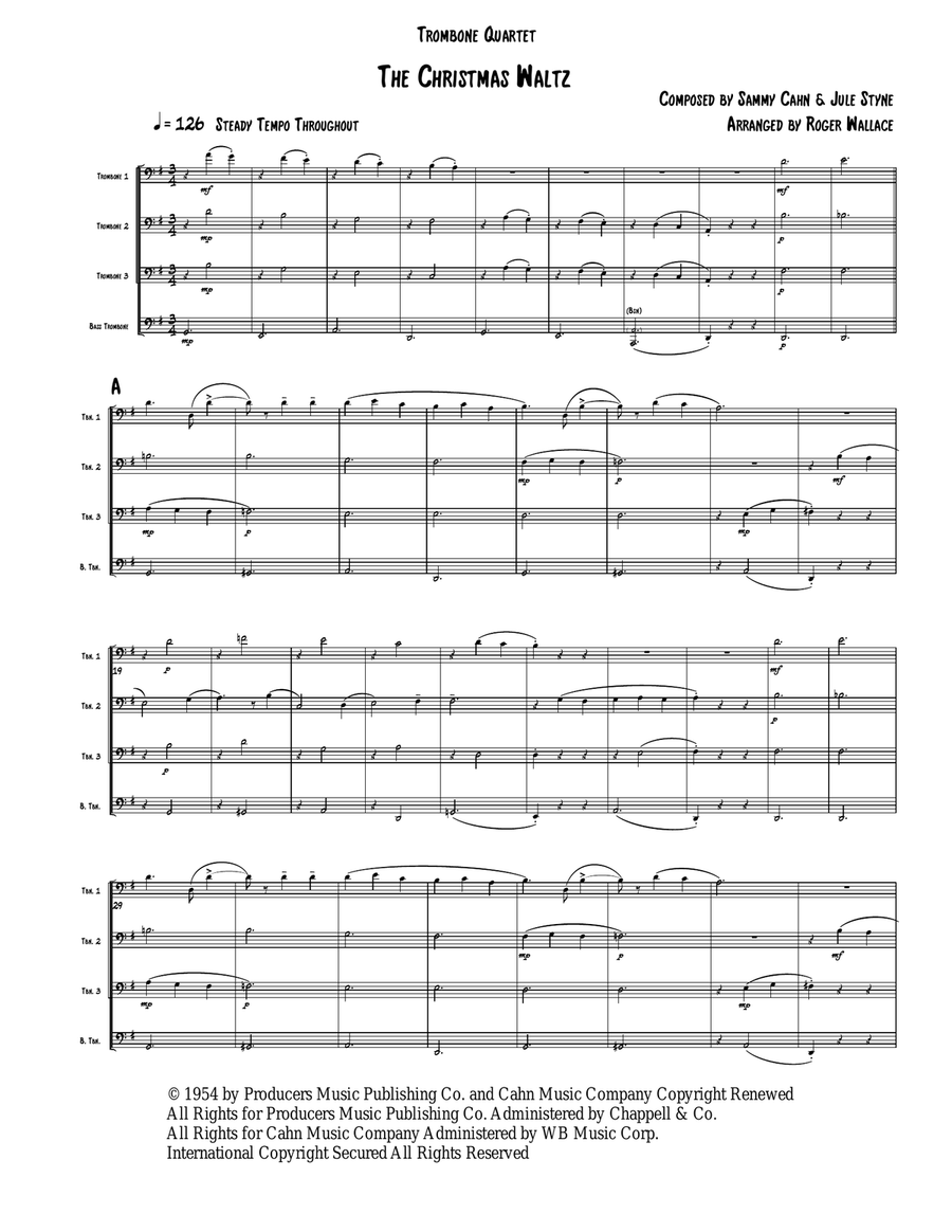 The Christmas Waltz Brass Quartet scores gallery preview page 1