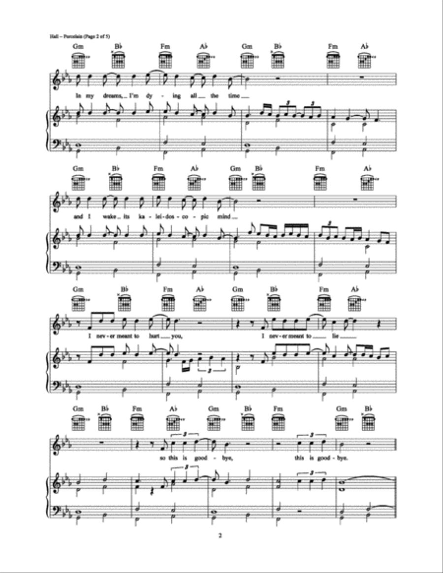 Porcelain Piano, Vocal, Guitar scores gallery preview page 2