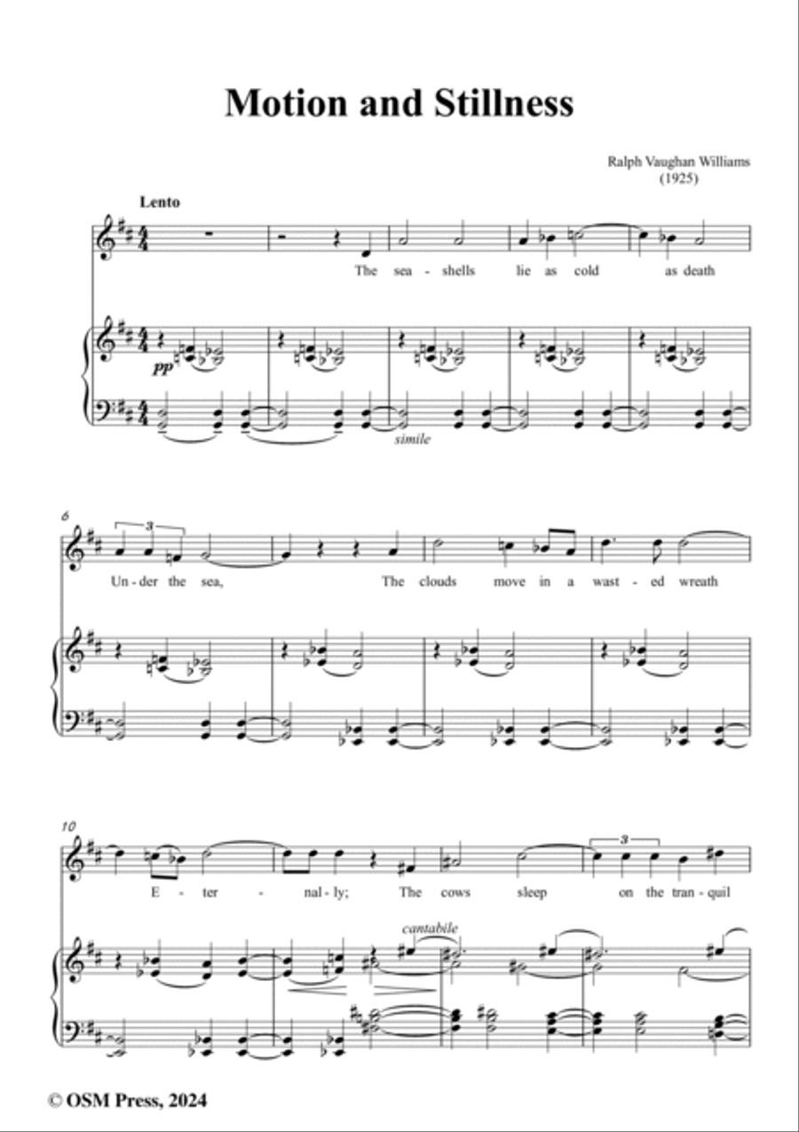 Vaughan Williams-Motion and Stillness(1925),in D Major Voice scores gallery preview page 2