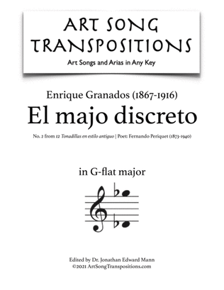 Book cover for GRANADOS: El majo discreto (transposed to G-flat major)