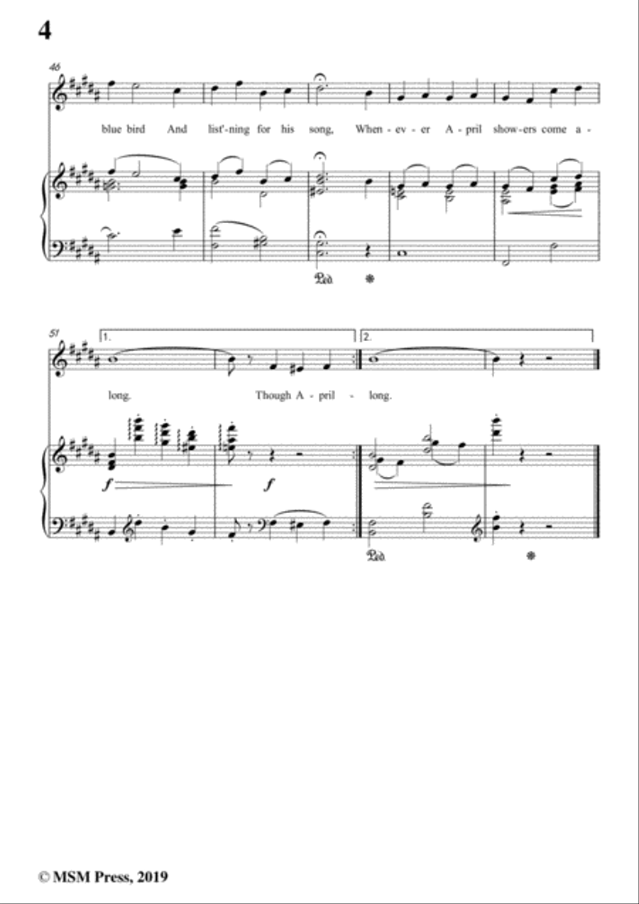 Louis Silvers-April Showers,in B Major,for Voice&Piano Voice scores gallery preview page 6