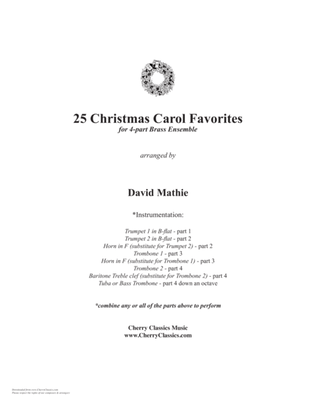 Book cover for 25 Christmas Carol Favorites for 4-part Brass Ensemble