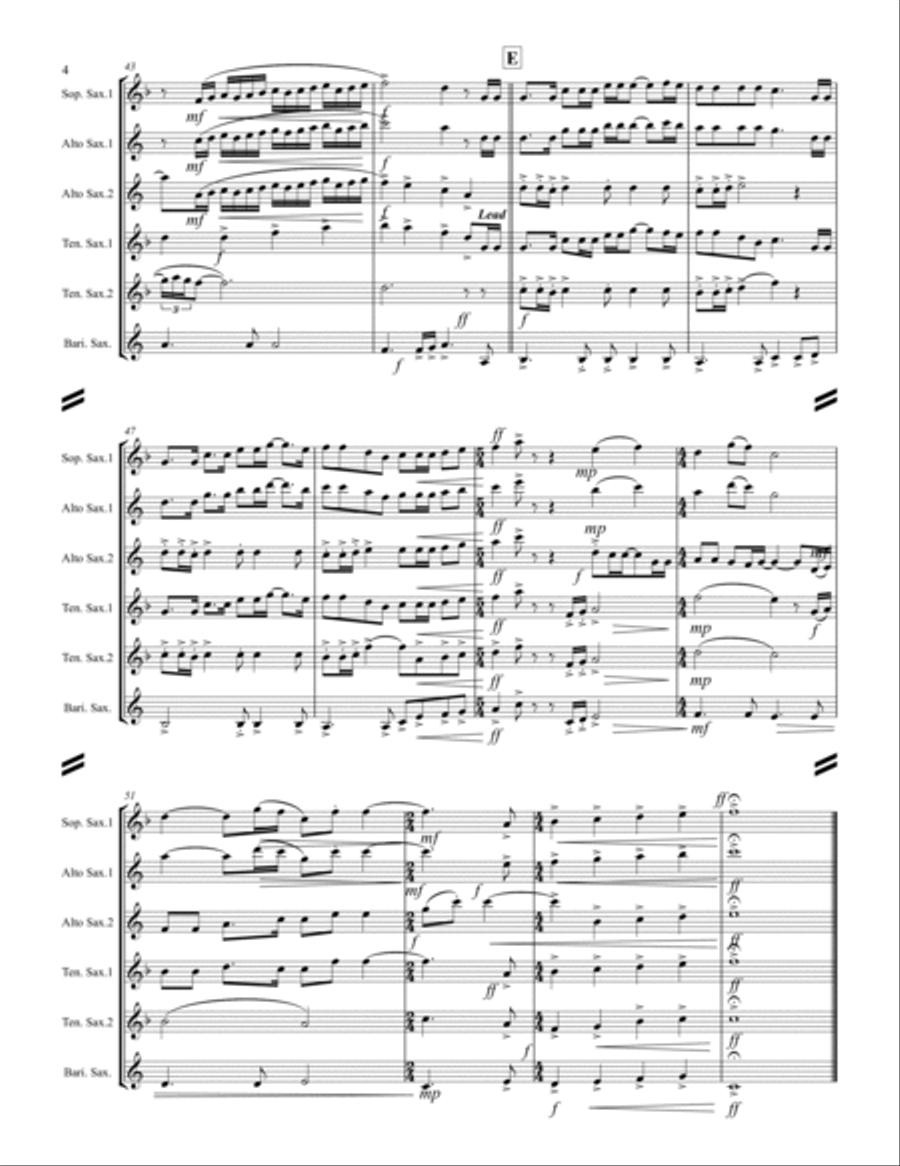 God Bless The U.s.a. Saxophone Quintet scores gallery preview page 5