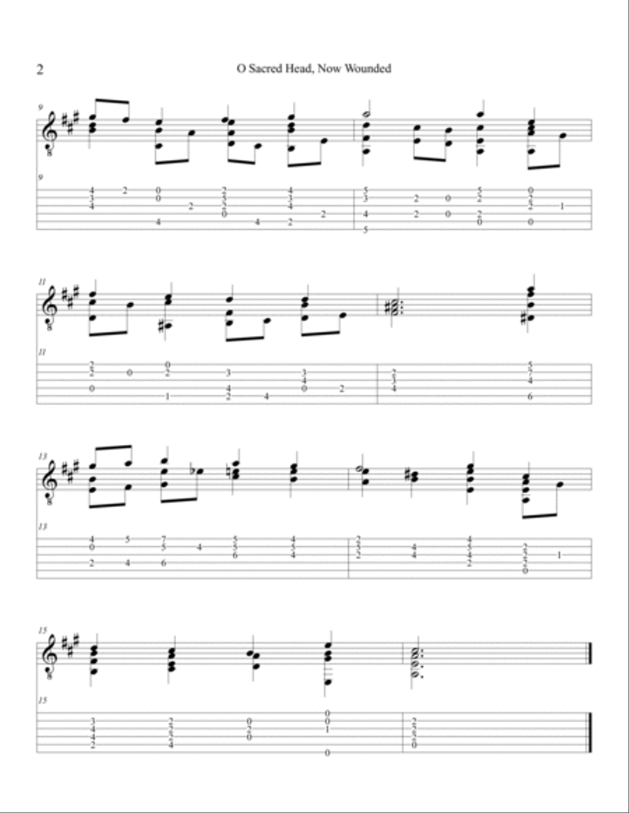 O, Sacred Head, Now Wounded (O Haupt voll Blut und Wunden) Acoustic Guitar scores gallery preview page 2