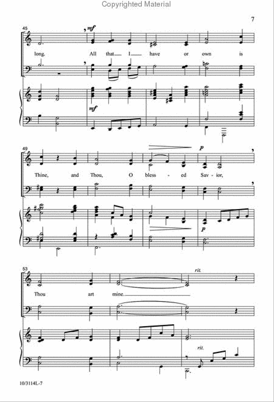 Jesus, My Lord, My Life, My All 4-Part scores gallery preview page 6