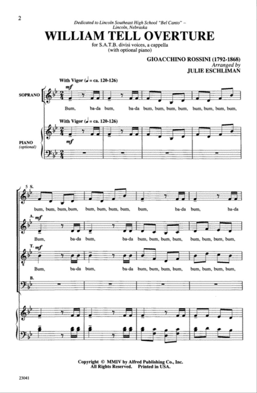 William Tell Overture A Cappella scores gallery preview page 1