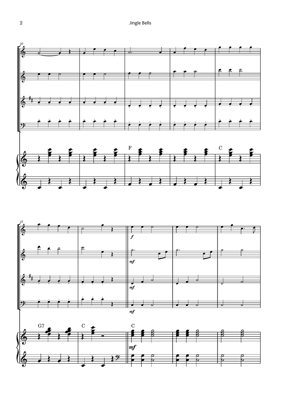 Jingle Bells Woodwind Quartet scores gallery preview page 2