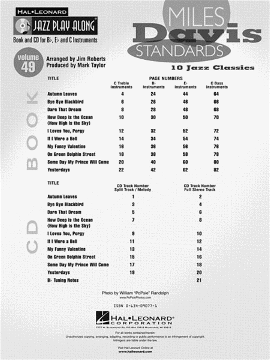 Miles Davis Standards C Instrument scores gallery preview page 3