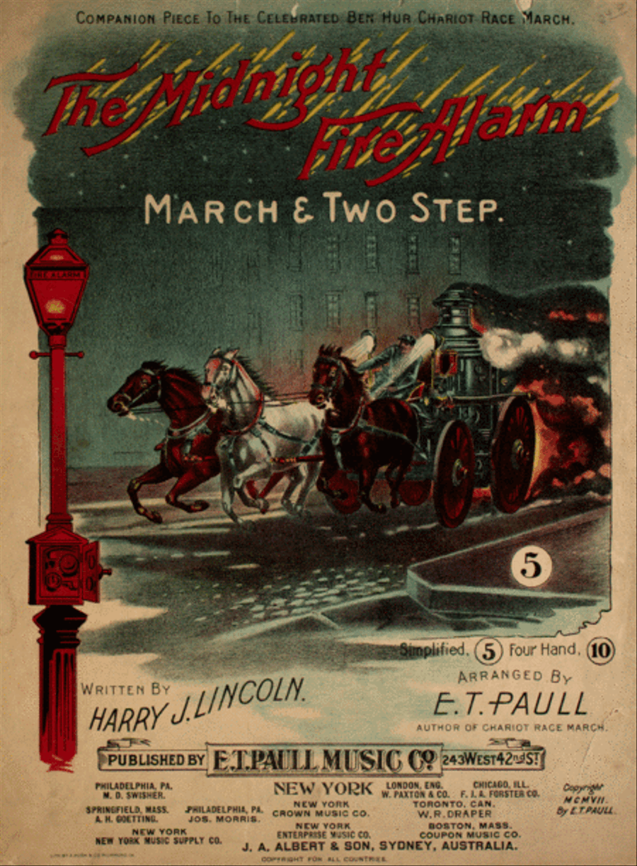 The Midnight Fire Alarm. March and Two Step Piano Solo scores gallery preview page 1