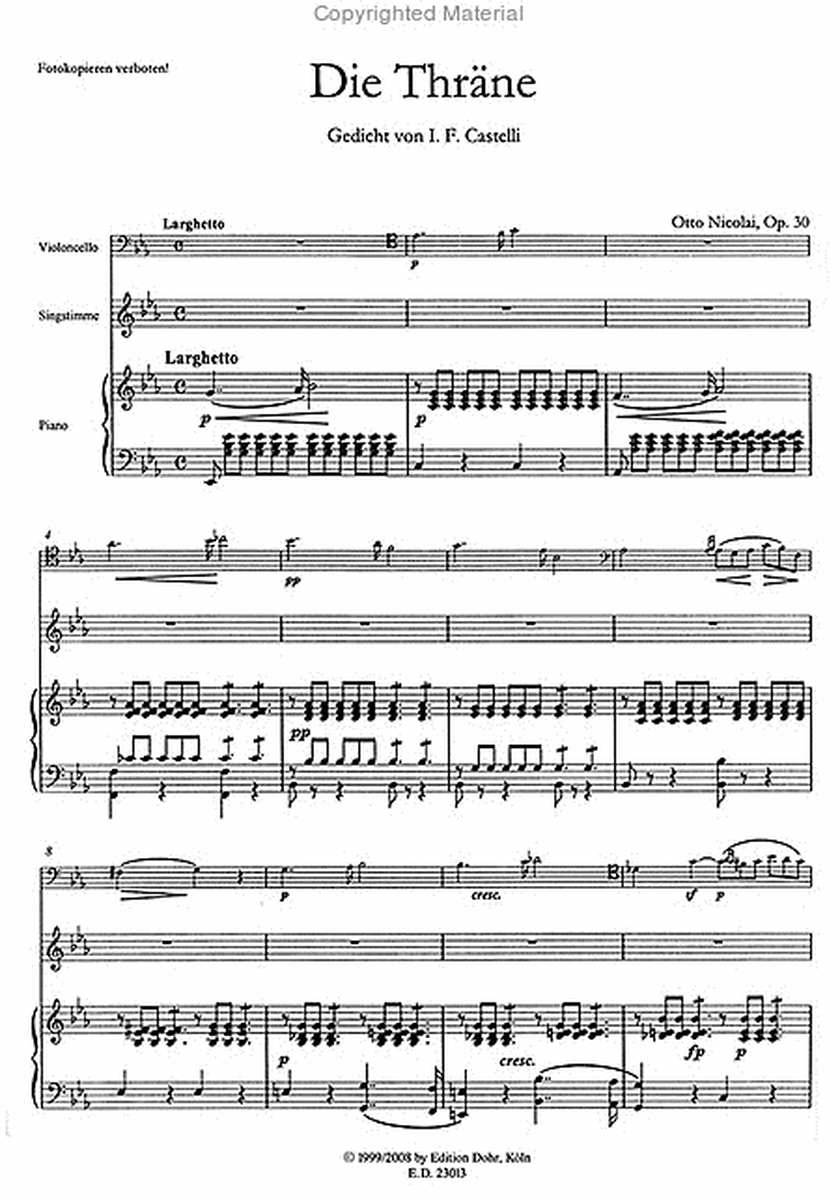 Die Thräne op. 30 -Gedicht von I.F. Castelli- (Ausgabe für hohe Stimme, Horn (oder Violoncello) und Piano)