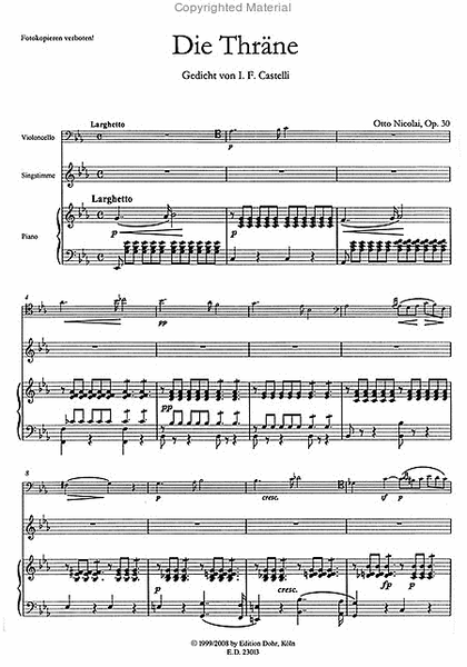 Die Thräne op. 30 -Gedicht von I.F. Castelli- (Ausgabe für hohe Stimme, Horn (oder Violoncello) und Piano)