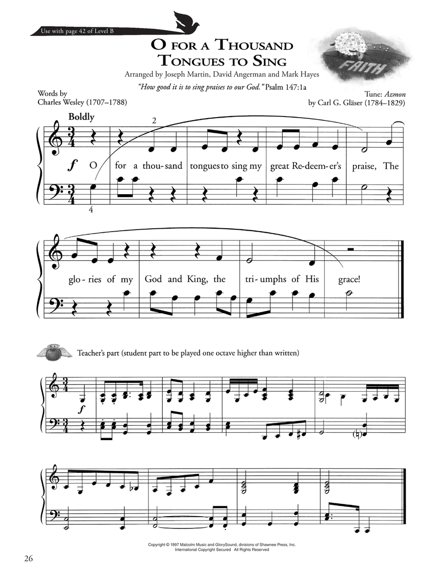 O For A Thousand Tongues To Sing Piano Method scores gallery preview page 1