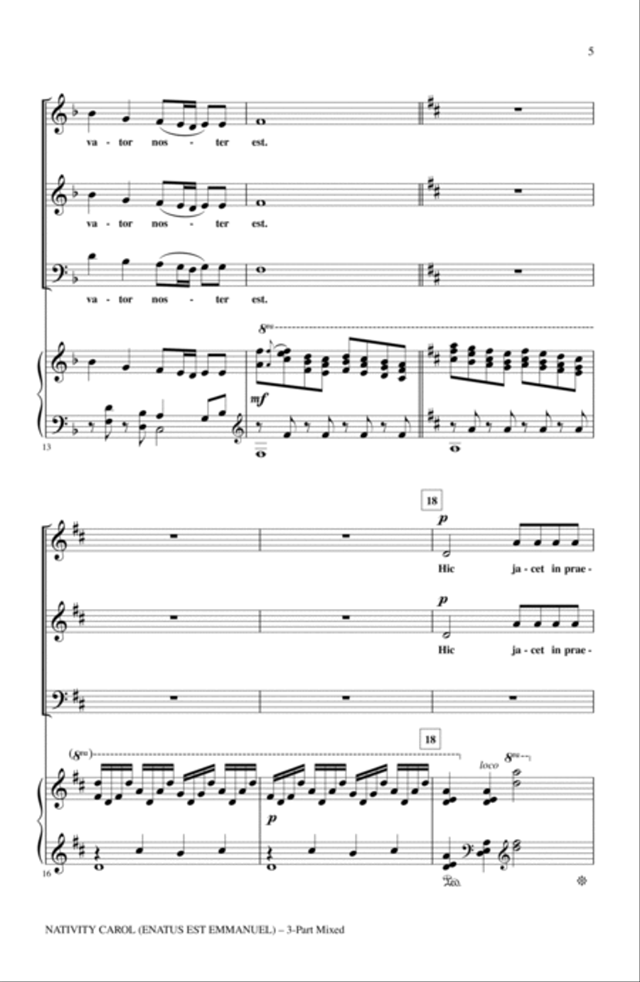 Nativity Carol (Enatus Est Emmanuel) 3-Part scores gallery preview page 3