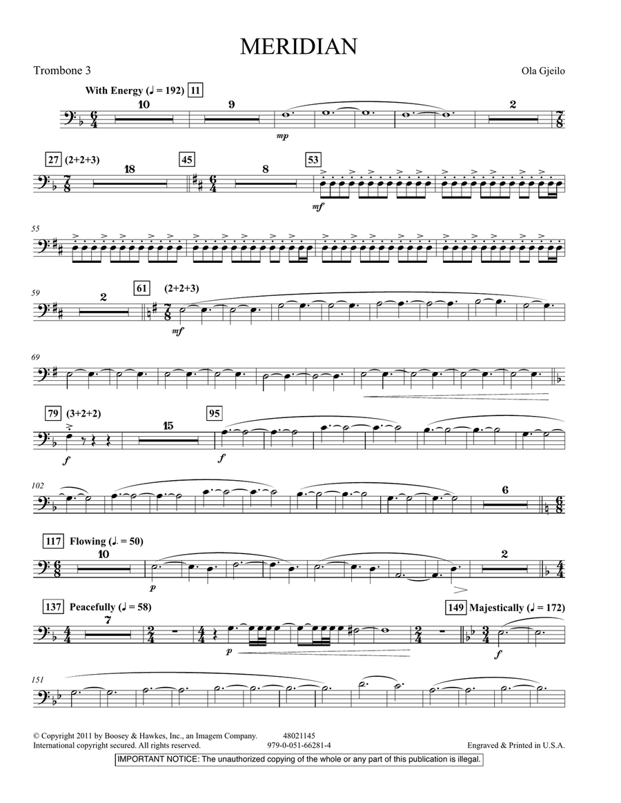Meridian - Trombone 3 Meridian - Trombone 3 Concert Band scores gallery preview page 1