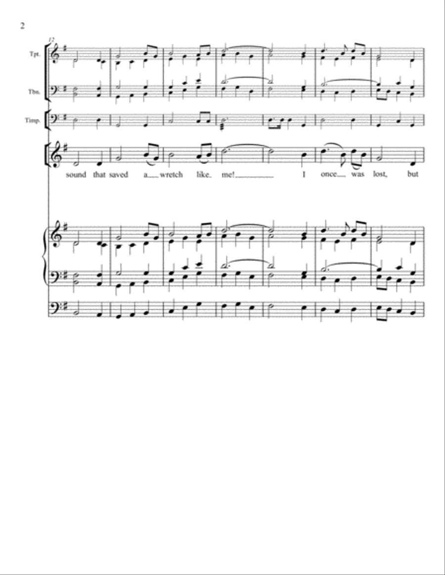 Amazing Grace - Concertato for brass, organ, and choir 4-Part scores gallery preview page 4