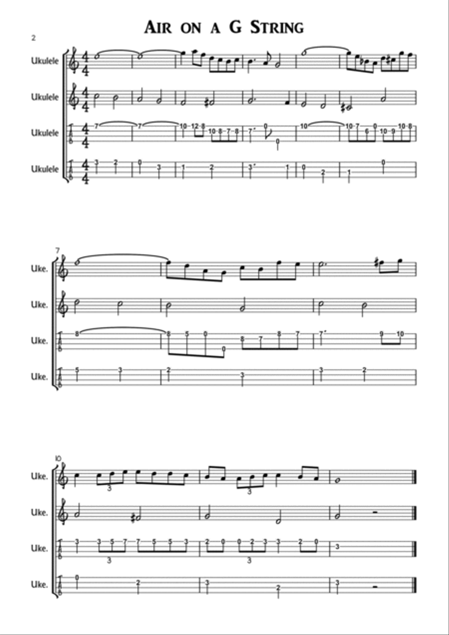Air on a G String - Bach - Ukulele Ukulele scores gallery preview page 2