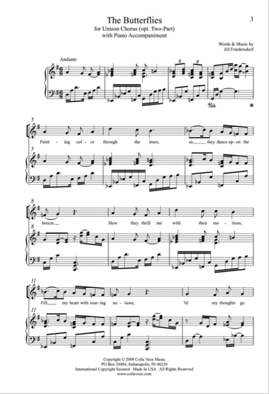 The Butterflies Unison Choir scores gallery preview page 2