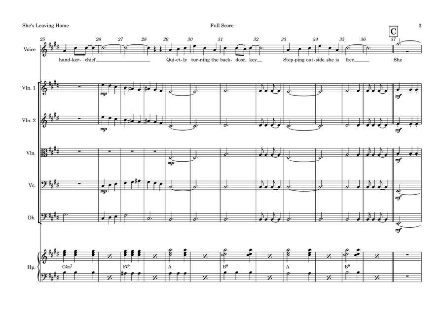 She's Leaving Home String Orchestra scores gallery preview page 3