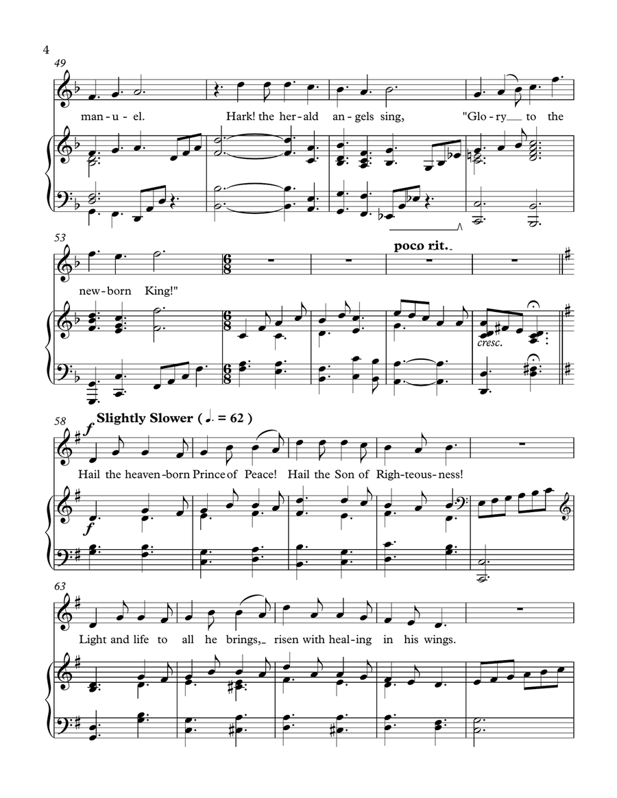Bundle of 3 Titles: Hark the Herald Angels Sing, Away in a Manger, and On Jordan's Bank Voice scores gallery preview page 4