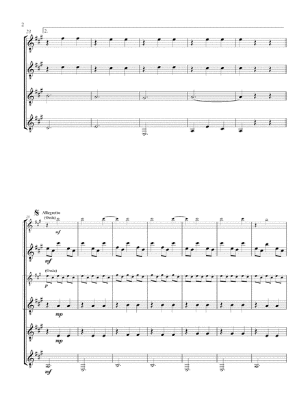 Junto a Tu Corazón (Guitar Quartet) - Score and Parts image number null