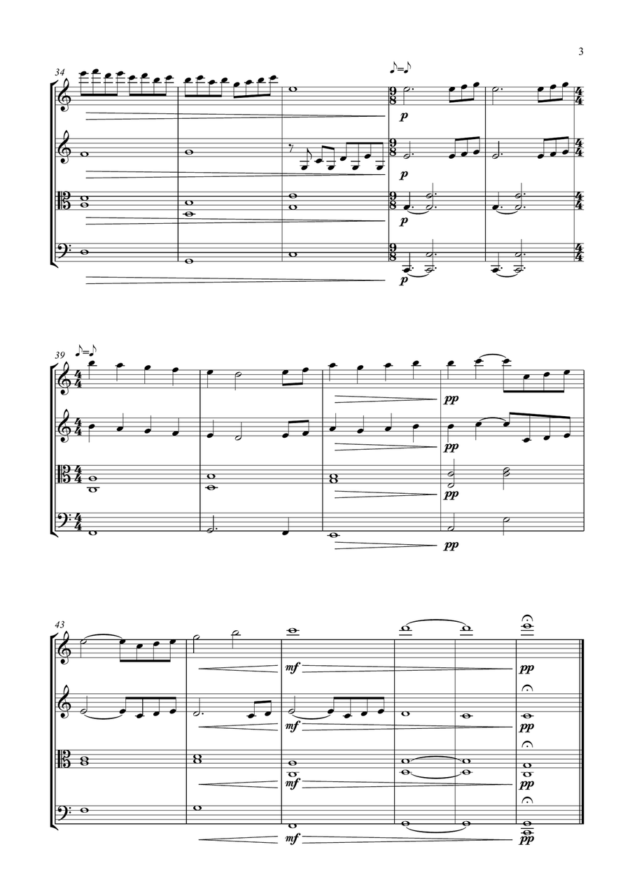 Portuguese Love Theme String Quartet scores gallery preview page 3