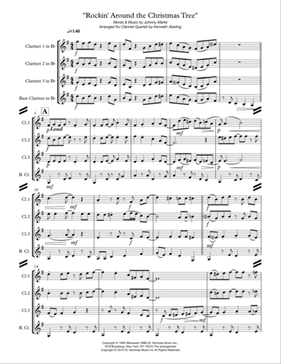 Rockin' Around The Christmas Tree Woodwind Quartet scores gallery preview page 2