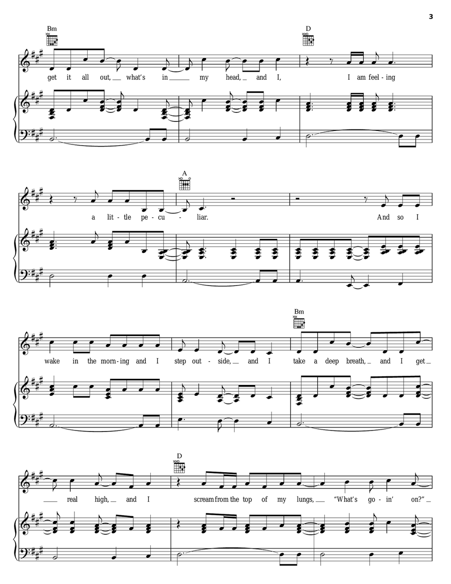 What's Up What's Up Piano, Vocal, Guitar scores gallery preview page 3