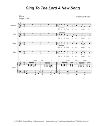 Book cover for Sing To The Lord A New Song (Vocal Quartet - (SATB)
