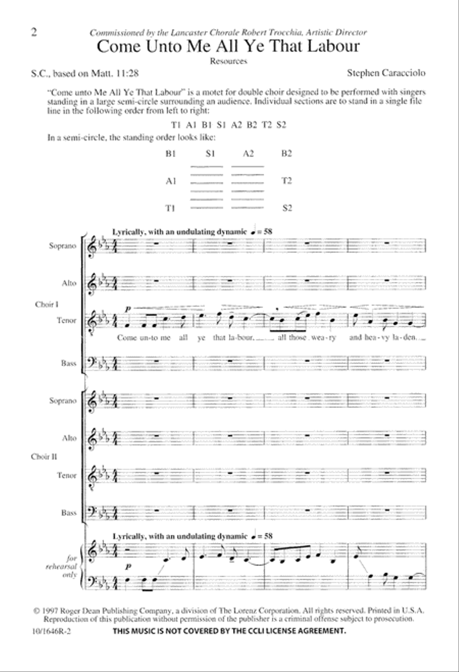 Come Unto Me All Ye That Labour 4-Part scores gallery preview page 2