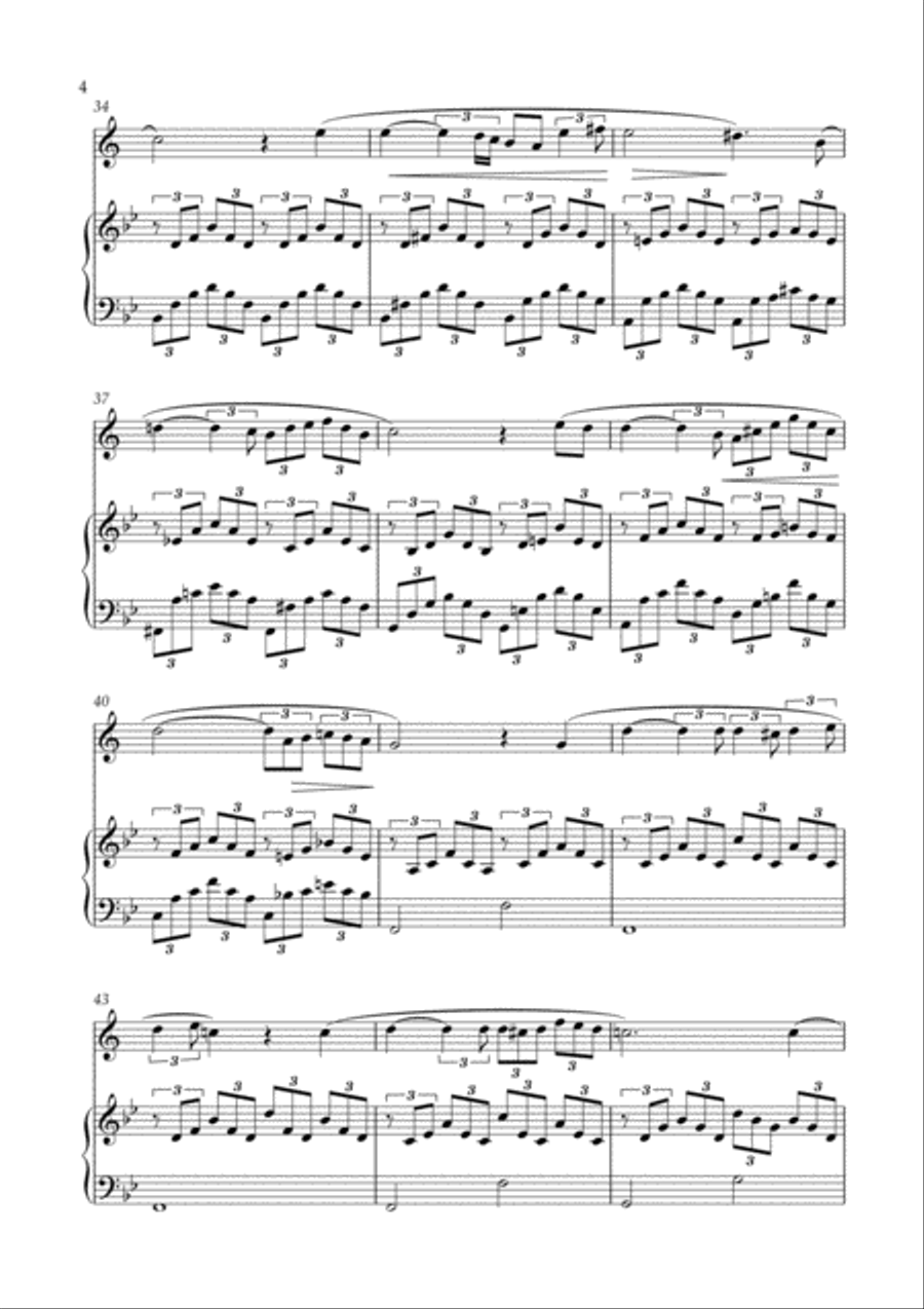 Ave Maria for B flat Instrument and Piano (Schubert) Small Ensemble scores gallery preview page 4