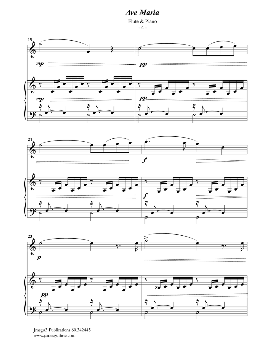 Bach-Gounod: Ave Maria for Flute & Piano Flute Solo scores gallery preview page 4