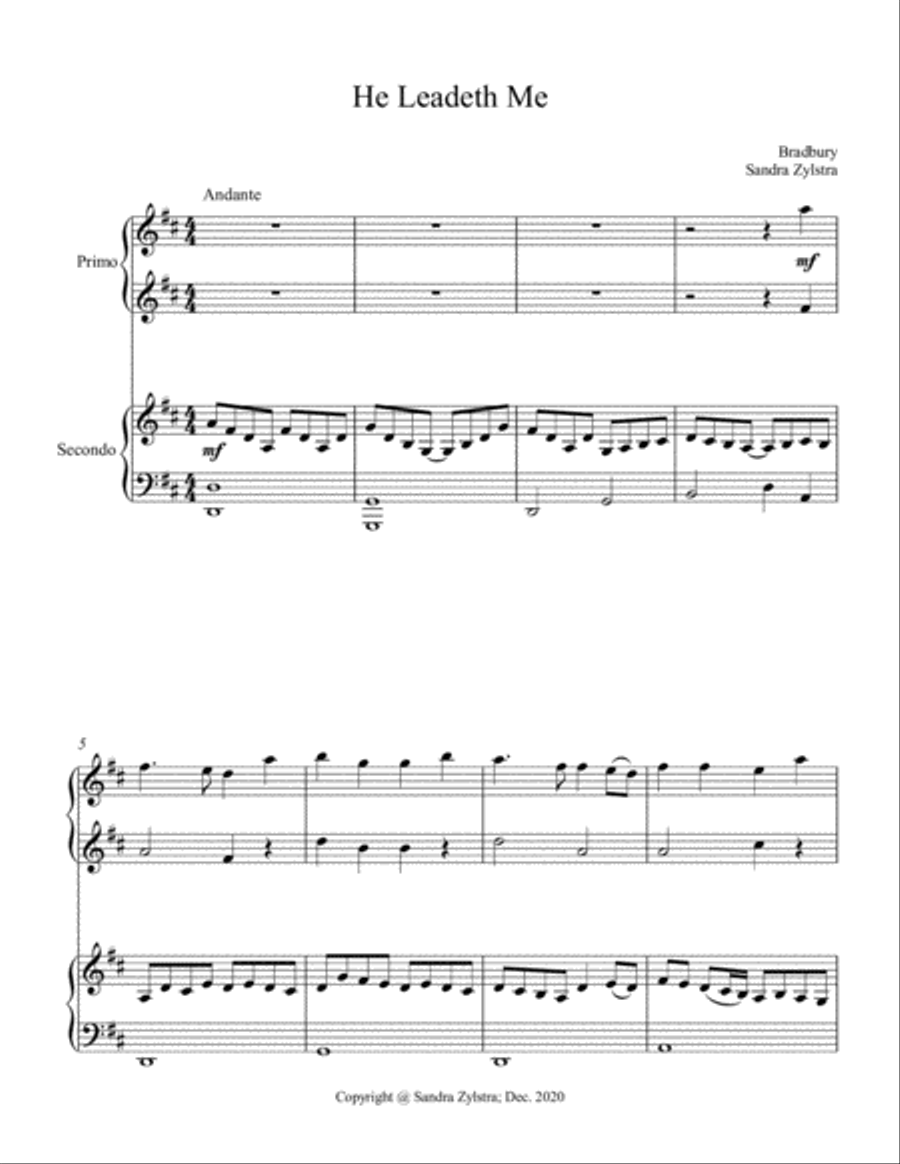 He Leadeth Me (1 piano, 4 hand duet) 1 Piano, 4-Hands scores gallery preview page 2
