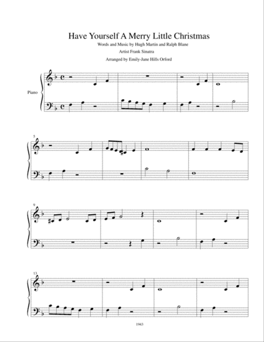 Have Yourself A Merry Little Christmas from MEET ME IN ST. LOUIS Easy Piano scores gallery preview page 1