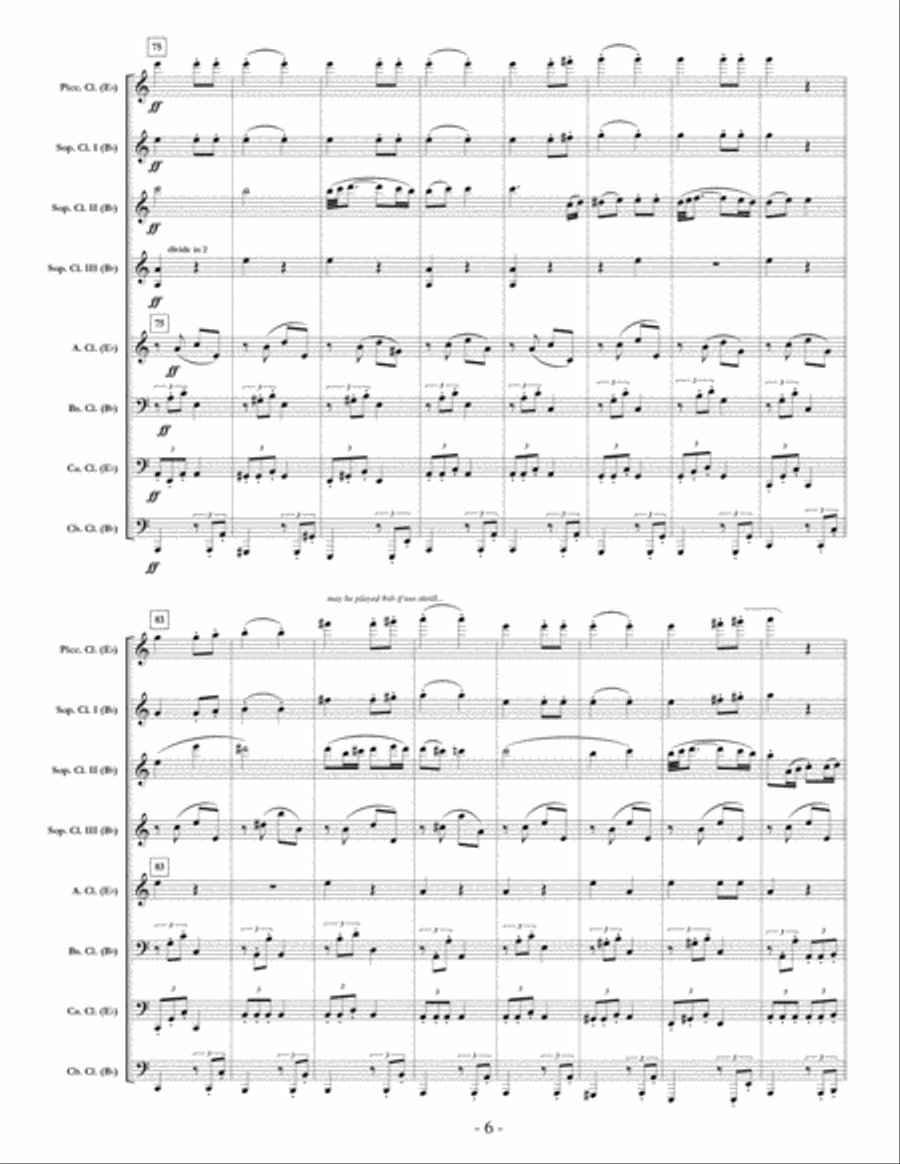 Symphony #7, Movement II [Beethoven] for clarinet choir (full score & set of parts) Clarinet Choir scores gallery preview page 6