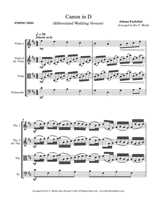 Canon in D - Wedding Version for String Trio